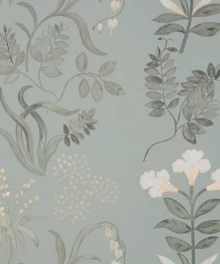 Liberty Fabrics Copy Of Botanical Stripe Wallpaper, Pewter Les Jardins Royaux