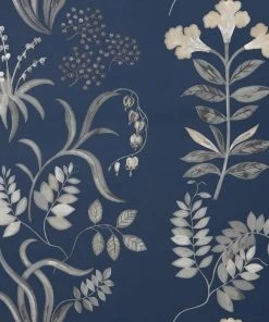 Liberty Fabrics Botanical Stripe Wallpaper, Pewter Blue New