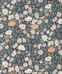 Liberty Fabrics Poppy Meadowfield Wallpaper In Pewter Blue