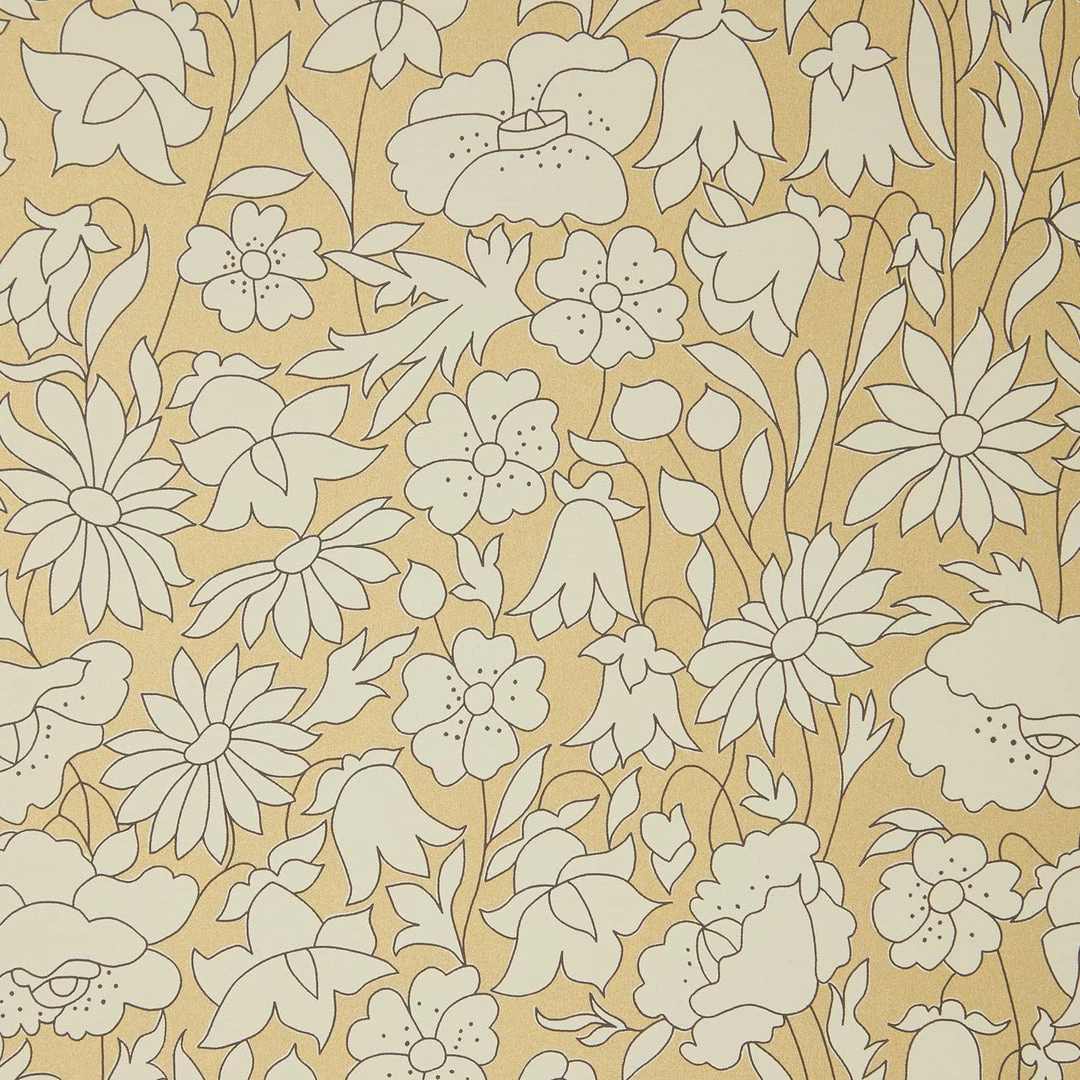 Liberty Fabrics Poppy Meadow Wallpaper In Pewter Gold New 5 Liberty Fabrics Poppy Meadow Wallpaper In Pewter Gold New