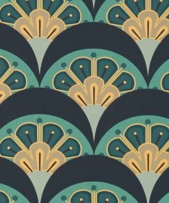Liberty Fabrics Deco Scallop Wallpaper In Jade New