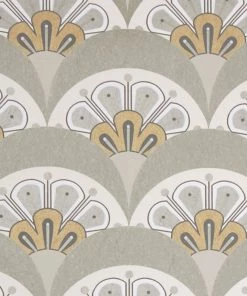 Liberty Fabrics Deco Scallop Wallpaper In Pewter White