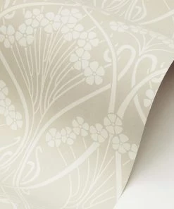 Liberty Fabrics Lanthe Mono Wallpaper In Pewter White New