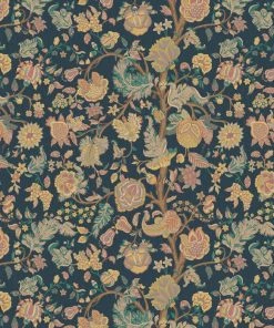 Liberty Fabrics New Palampore Trail Wallpaper In Pewter Blue