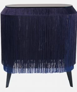 Ibride Baby Alpaga Fringed Bedside Table Electric Blue Bohemian Dream