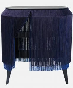 Ibride Baby Alpaga Fringed Bedside Table Electric Blue Bohemian Dream