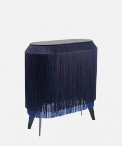 Ibride Baby Alpaga Fringed Bedside Table Electric Blue Bohemian Dream