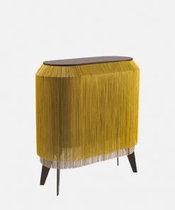Ibride Baby Alpaga Fringed Bedside Table Chic Gold Bohemian Dream