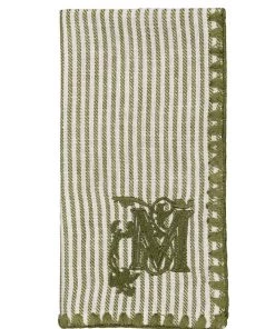 Mind The Gap Twill Green Striped Monogrammed Napkins, Set Of Two