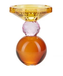 Miss Etoile Crystal Candle Holder Amber Yellow & Pink Bohemian Dream