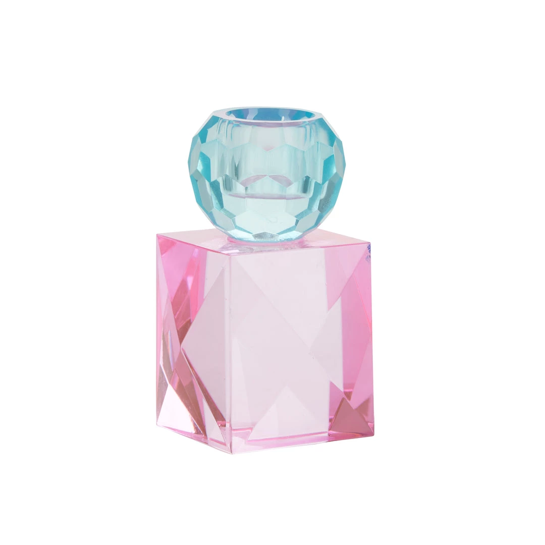 Cozy Living Rose & Thorn Miss Etoile Square Crystal Candle Holder Rose, Aqua 3 Cozy Living Rose & Thorn Miss Etoile Square Crystal Candle Holder Rose, Aqua