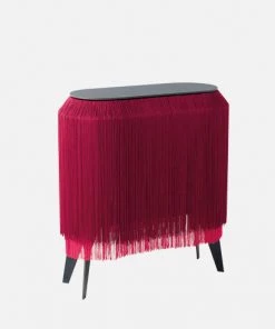Bohemian Dream Ibride Baby Alpaga Fringed Bedside Table Carmine