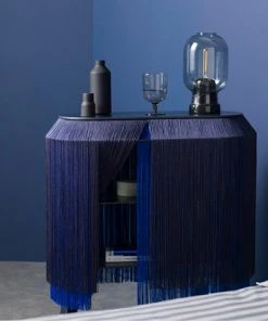 Ibride Baby Alpaga Fringed Bedside Table Electric Blue Bohemian Dream