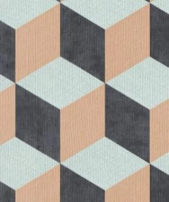 BN Building Blocks Wallpaper Peach & Teal