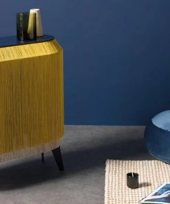 Ibride Baby Alpaga Fringed Bedside Table Chic Gold Bohemian Dream