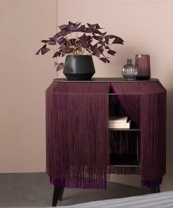 Bohemian Dream Ibride Baby Alpaga Fringed Bedside Table Carmine