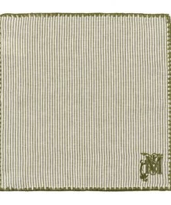 Mind The Gap Twill Green Striped Monogrammed Napkins, Set Of Two