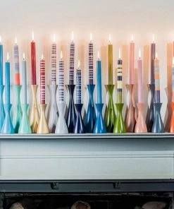 British Colour Standard New Wooden Candle Holder Tall - Derby Blue