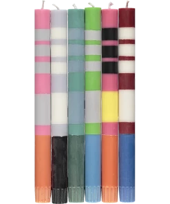 British Colour Standard Variable Stripes Mix Coloured Candles New