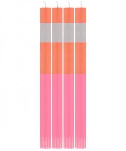 British Colour Standard New Striped Eco Dinner Candles, Orange Flame