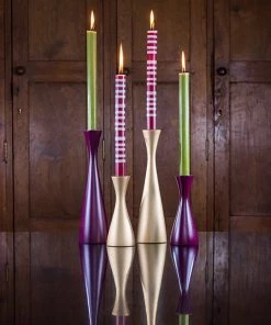 British Colour Standard Wooden Candle Holder Medium - Old Gold