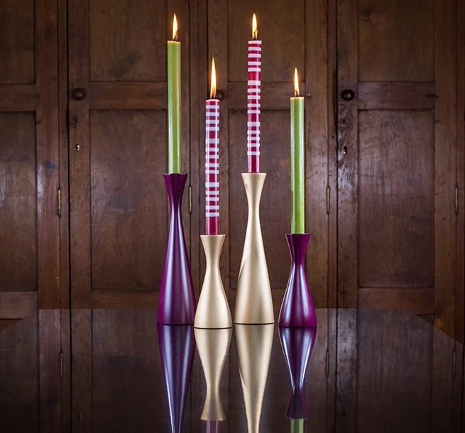 British Colour Standard Wooden Candle Holder Medium - Old Gold 4 British Colour Standard Wooden Candle Holder Medium - Old Gold