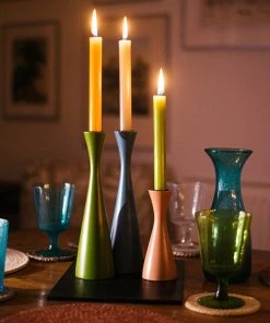 British Colour Standard New Wooden Candle Holder Tall - Olive Green 9 British Colour Standard New Wooden Candle Holder Tall - Olive Green