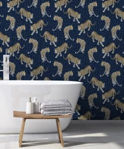 The Graduate Collection Rose & Thorn All Over Leopard Wallpaper Charcoal