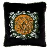 Mind The Gap Ornamental Heraldry Velvet / The Manor Linen Embroidered Cushion Les Jardins Royaux