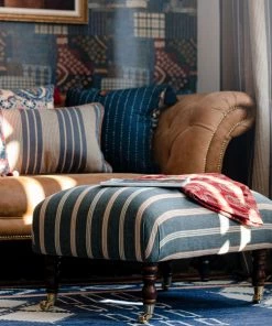 Mind The Gap Woodstock Fabrics, Oregon Stripes Linen Washed Blue