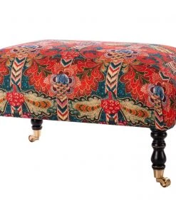 Mind The Gap Hudson Upholstered Stool Psychedelia Linen