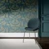 The Graduate Collection Dipped In Moonlight Wallpaper - Metallic Gold & Teal Rose & Thorn