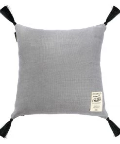Mind The Gap Frost Grey Linen Cushion
