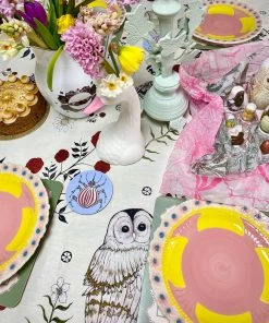 Rice By Rice Ceramic Floral Dinner Plate - Pink & Yellow