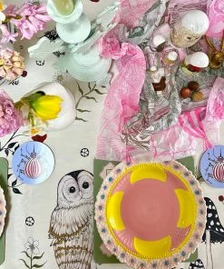 Rice By Rice Ceramic Floral Dinner Plate - Pink & Yellow