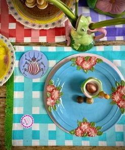 Rice By Rice New Ceramic Floral Dinner Plate - Blue