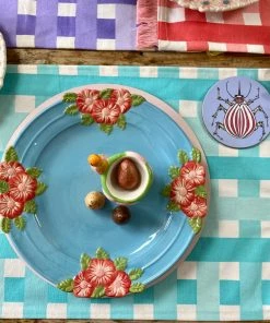 Rice By Rice New Ceramic Floral Dinner Plate - Blue