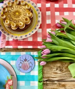 Rice By Rice Gingham Cotton Placemat In Blue & Green New 7 Rice By Rice Gingham Cotton Placemat In Blue & Green New