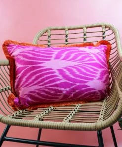 My Doris Cushions Pink Lotus Fringed Silk Cushion
