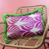 My Doris Lime And Pink Lotus Fringed Silk Cushion Cushions