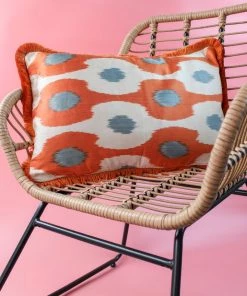 My Doris Cushions Orange And Grey Retro Silk Cushion