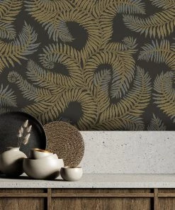 Josephine Munsey Bombe's Fernery Wallpaper In Dark Grey & Green