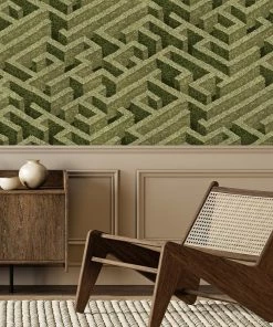 Josephine Munsey Labyrinth Wallpaper Olive Rose & Thorn