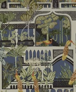 Josephine Munsey Peacock Arches Wallpaper Petrol