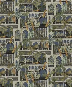 Josephine Munsey Peacock Arches Wallpaper Petrol