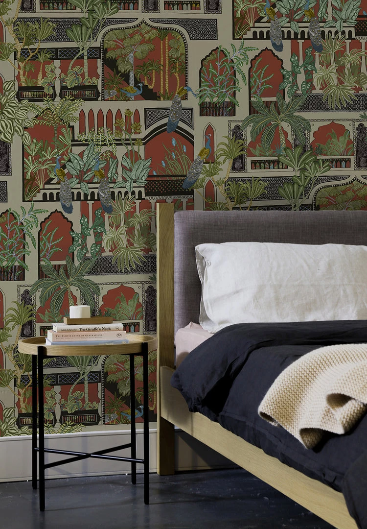 Josephine Munsey Rose & Thorn Peacock Arches Wallpaper Terracotta 4 Josephine Munsey Rose & Thorn Peacock Arches Wallpaper Terracotta