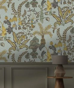 Josephine Munsey Woodland Floor Wallpaper Celadon And Lemon Wallpaper & Paint