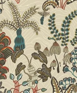 Josephine Munsey Woodland Floor Wallpaper Stone And Teal Wallpaper & Paint