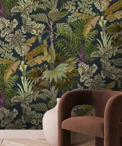 Josephine Munsey Palm Grove Wallpaper Midnight And Green