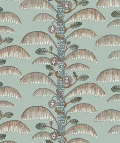 Josephine Munsey Rose & Thorn Palm Stripe Wallpaper In Radmoor Blue